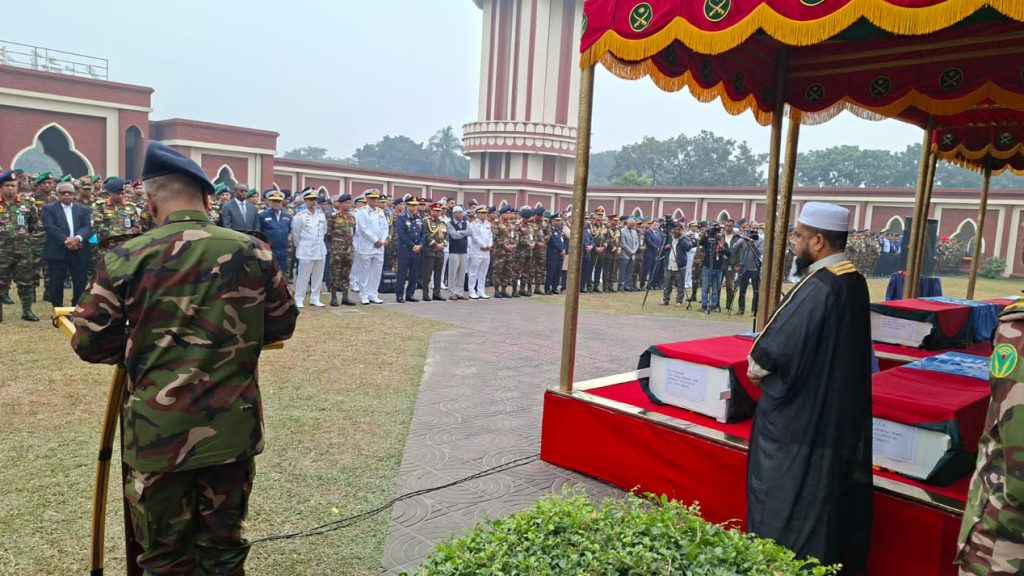 সুদানে নিহত সেনাবাহিনীর ৬ সদস্যের জানাজা সম্পন্ন