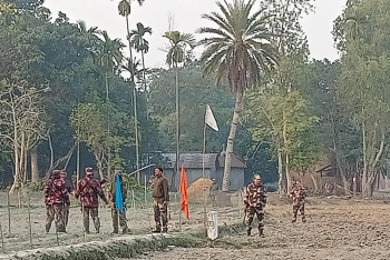 সীমান্তে বিএসএফের সড়ক নির্মাণের চেষ্টা, বিজিবির বাধায় কাজ বন্ধ