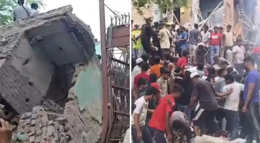 দিল্লিতে ধসে পড়ল পাঁচতলা ভবন